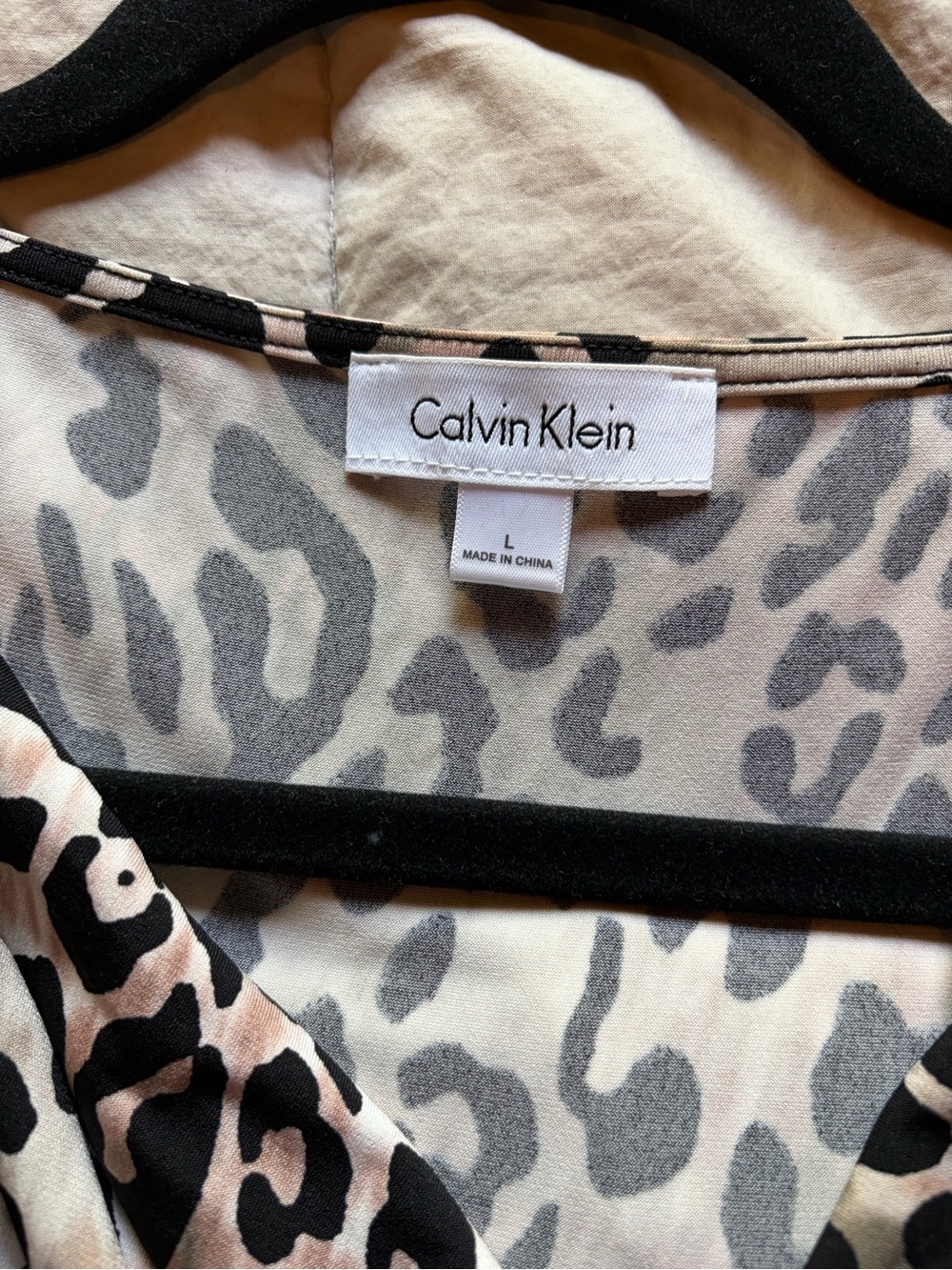 Calvin Klein Beige and Black Leopard Print Cowl Neck Camisole - Picture 2 of 2